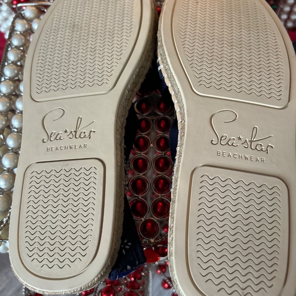 Sea Star Beachwear Women’s Seafare Slingback Sandals Blue Floral NWOT 7 - Picture 5 of 5